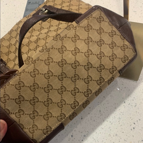 Gucci Brown Monogram Tote Bag EUC - Picture 9 of 13